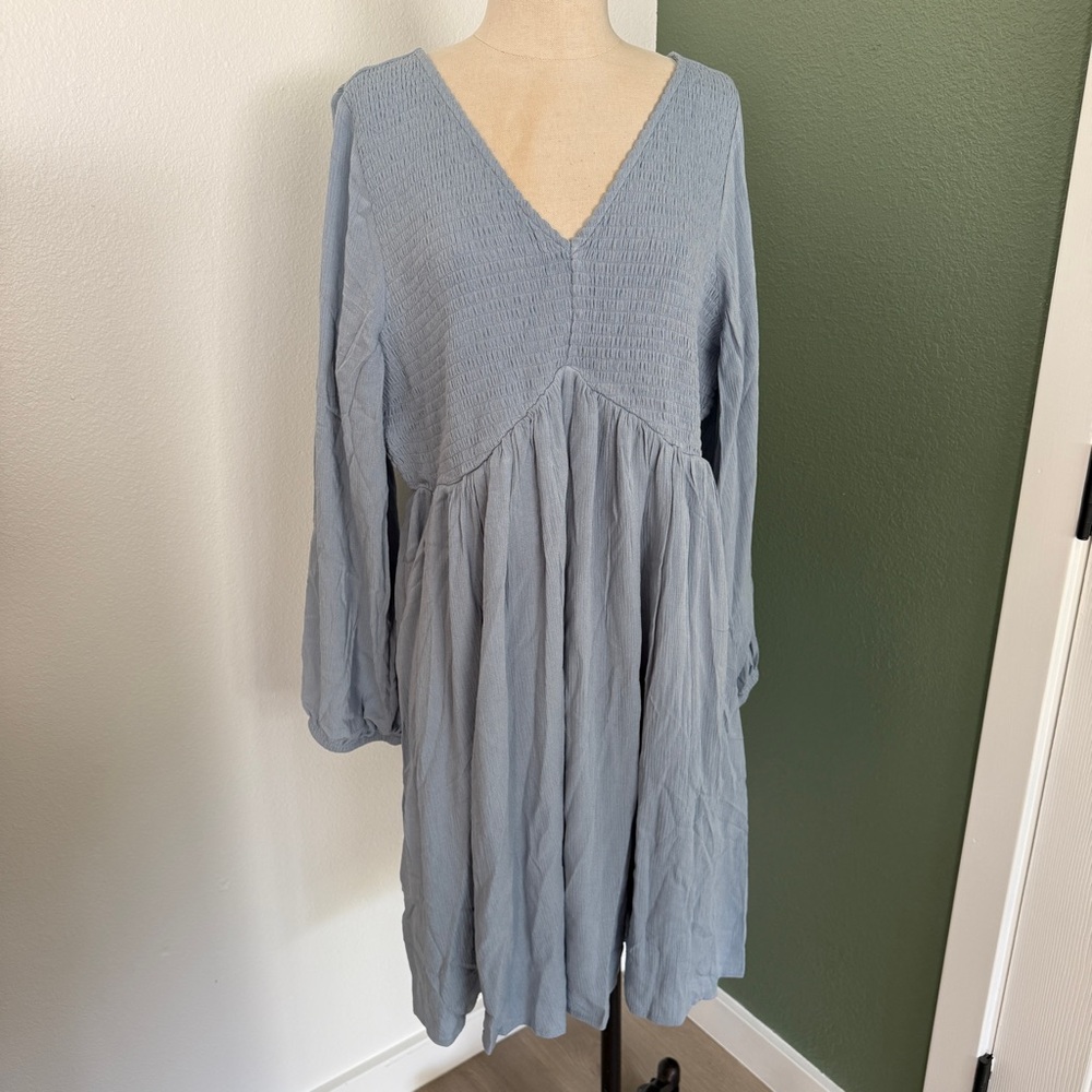 NWT Torrid Babydoll Mini Dress Dusty Blue Size 1
